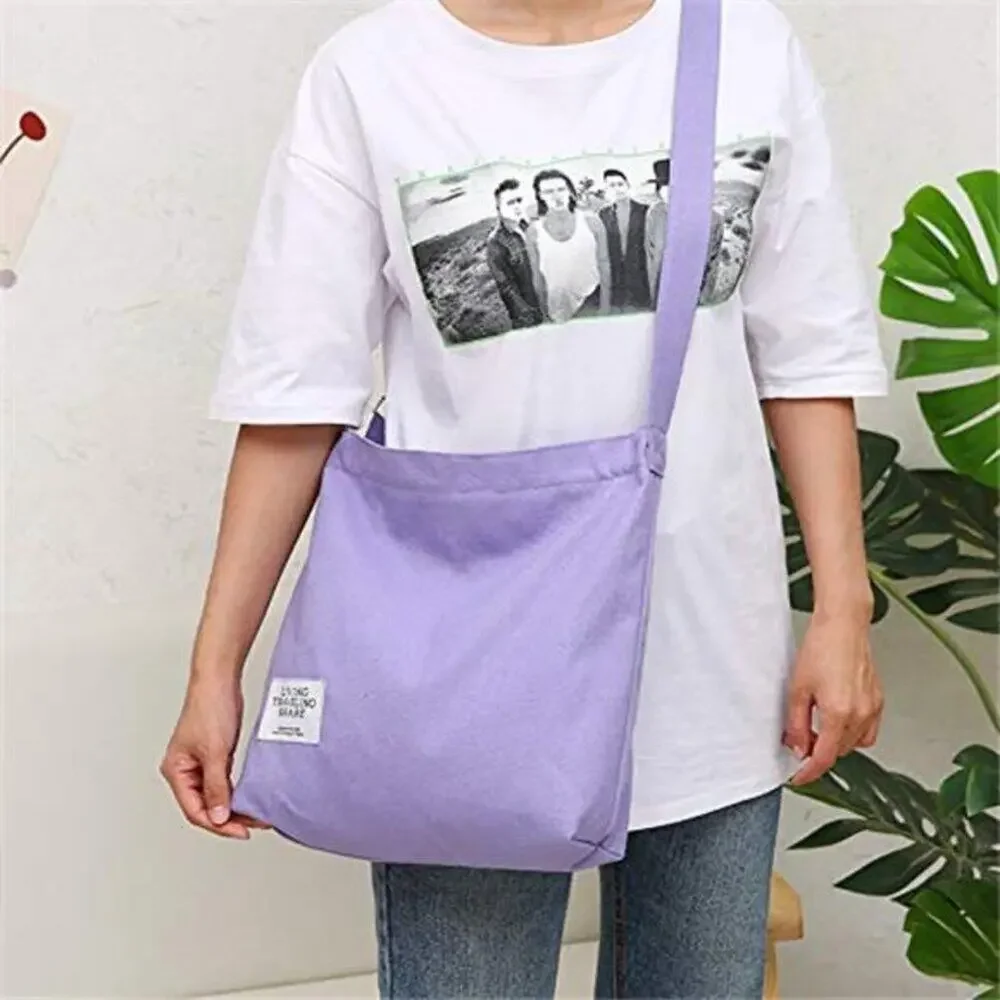 Purple Retro Canvas Shoulder Bag – Large Hobo Crossbody Tote Handbag with Zipper